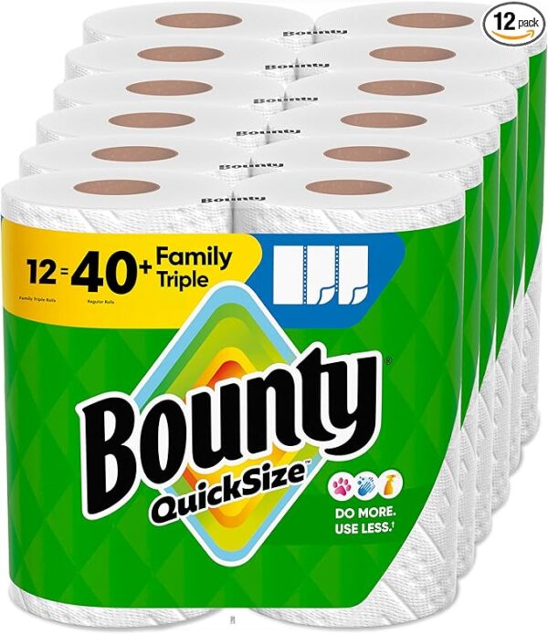 Paper Towels, White, 12 Family Triple Rolls